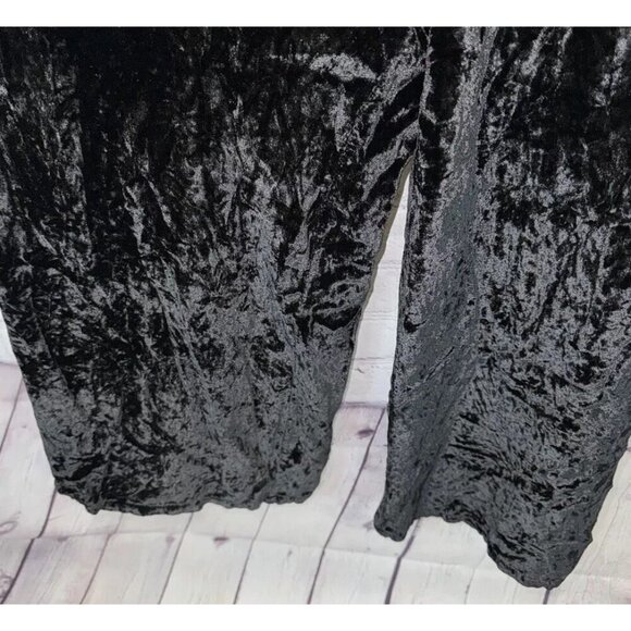 MADEWELL Women’s Black Crushed Velvet Pull-On Wide-Leg Jumpsuit Size 00 Holiday - Picture 4 of 9